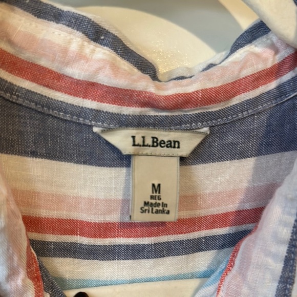 L. L. Bean Linen Striped Button-Up Shirt Dress - Picture 6 of 11